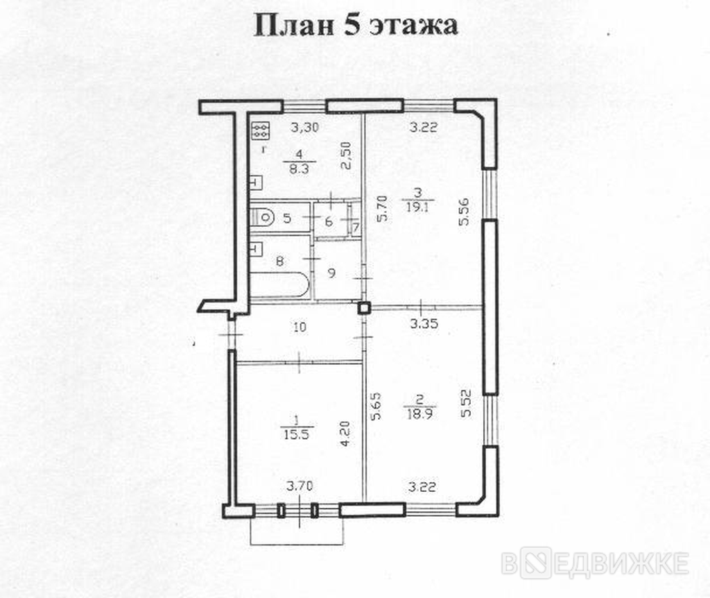 3-комнатная квартира, 76 кв.м, 5 этаж, Череповец – купить – вНедвижке